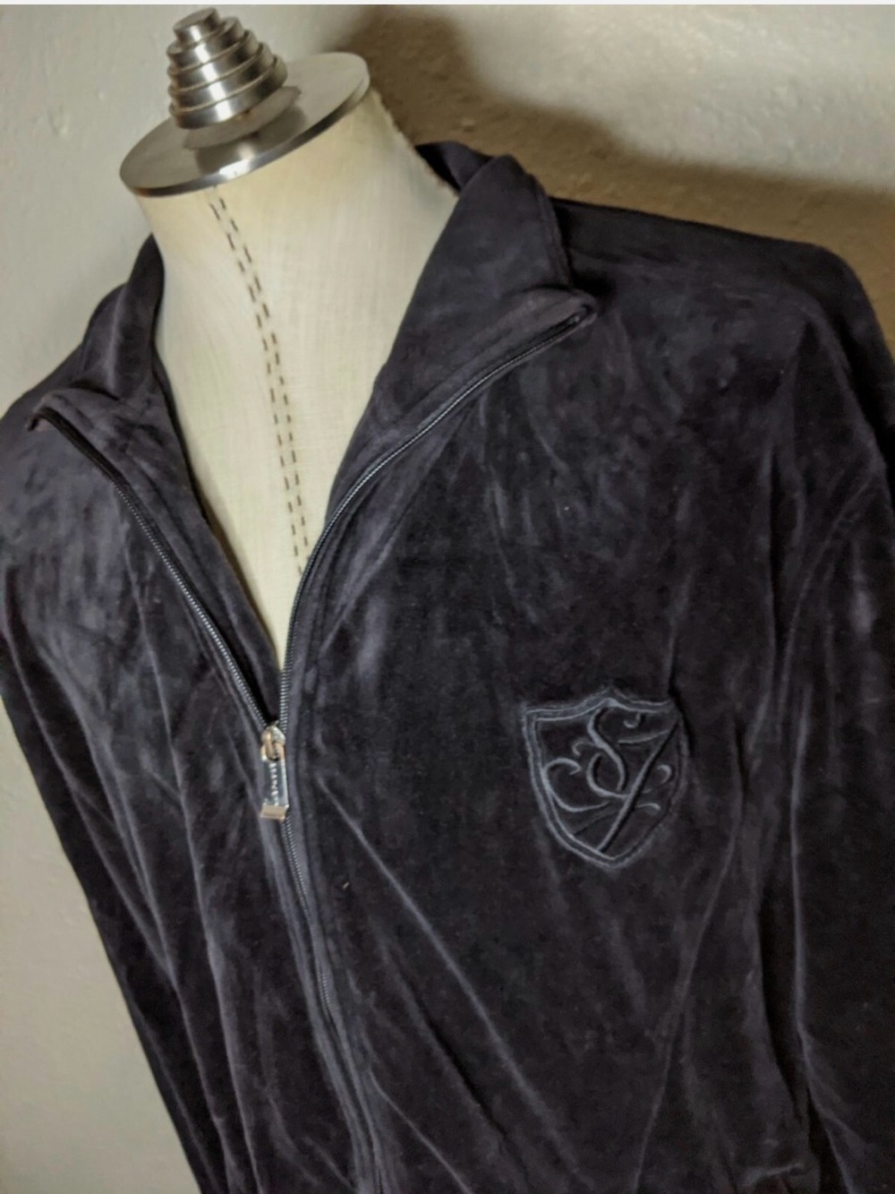 Sean John Men's Velvet Full-Zip Sweater Jacket - Charcoal